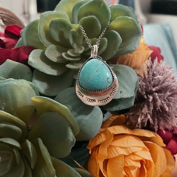 Genuine Turquoise & Sterling Silver Necklace - Picture 5 of 6